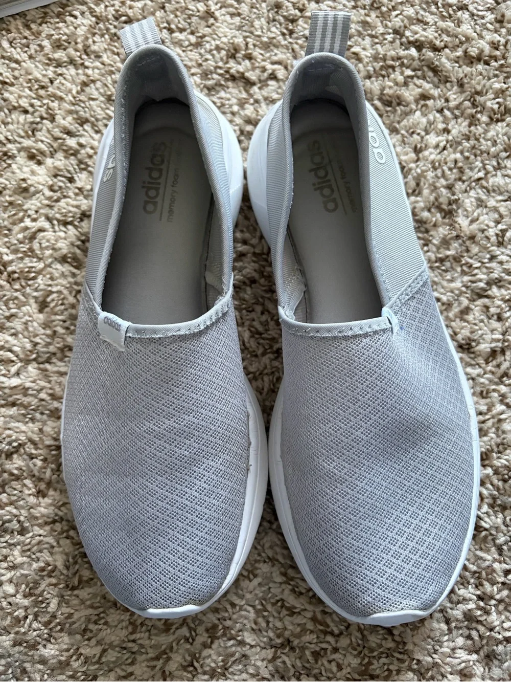 Adidas Women’s Slip-On Knit Sneakers with Memory Foam in Light Gray